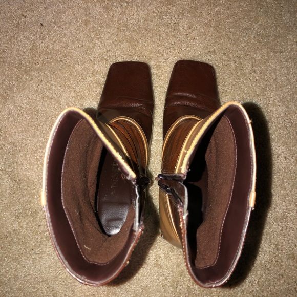 ‘70s Mod Color-Block Square-Toe Leather Boot Heels - Picture 12 of 15